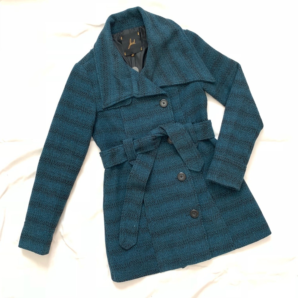 Jack Bb Dakota Harland Herringbone Coat Teal Black